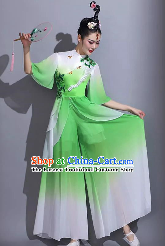 Green Classical Dance Costumes Female Fan Dance Costumes Square Dance Suits Jiaozhou Yangko Dance Costumes Stage Costumes