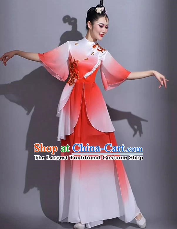 Red Classical Dance Costumes Female Fan Dance Costumes Square Dance Suits Jiaozhou Yangko Dance Costumes Stage Costumes