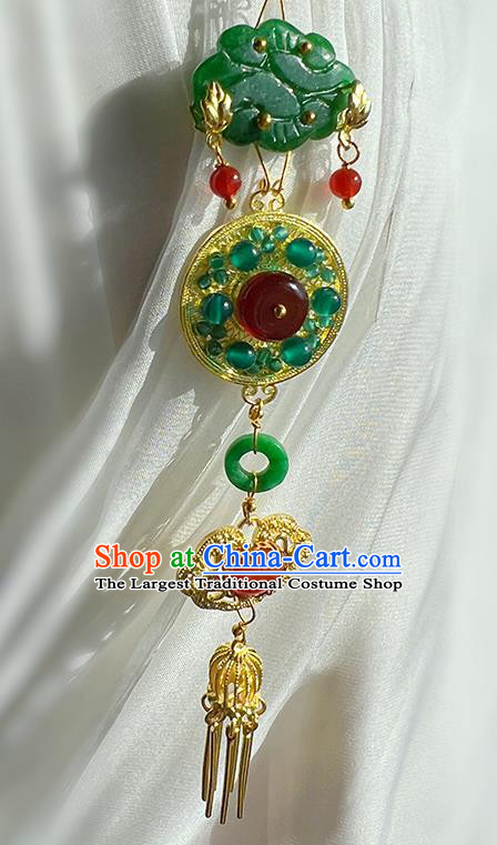 Christmas Gift Chinese Hanfu Jewelry Traditional Jade Brooch Handmade Cheongsam Breastpin Pendant