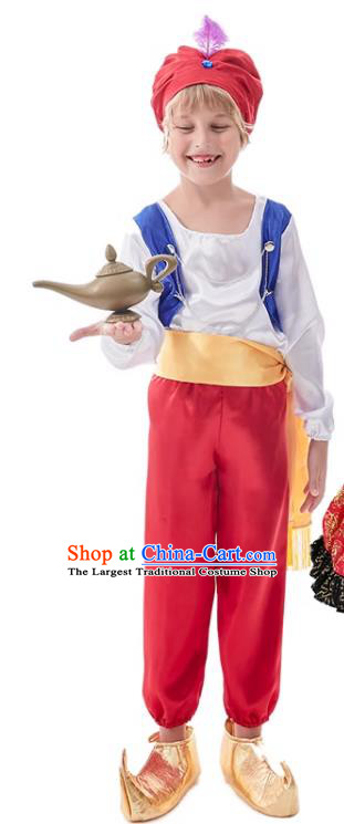 Top Halloween Middle East Children Costume Cosplay Arab Prince Outfit Christmas Drama Performance Clothing