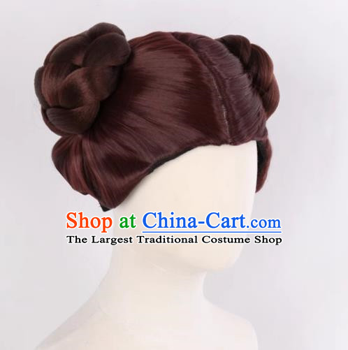 Brown Fitted Bun Style Cosplay Wig