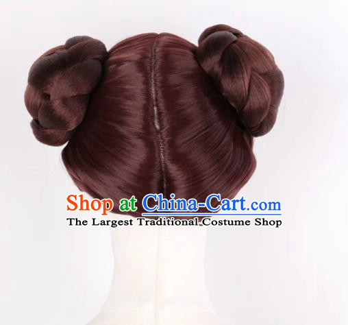 Brown Fitted Bun Style Cosplay Wig