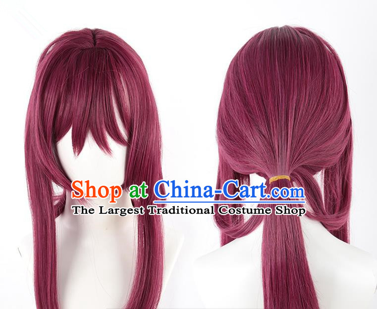 Honkai Impact Star Dome Railway Kafka Rose Red Purple Cos Wig Simulated Scalp One Piece Hair Tie