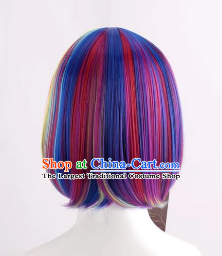 Rainbow Color Bob Hair Student Bobo Wig Color Masquerade Fans Cos Short Straight Hair