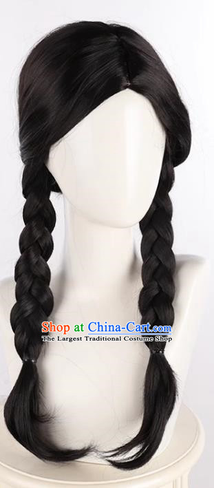 Black Middle Parted Braided Cos Wig