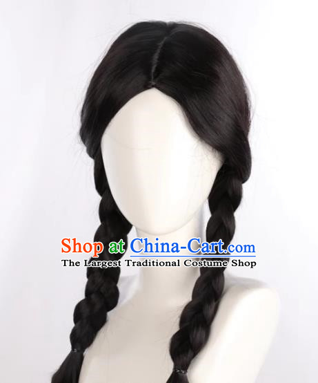 Black Middle Parted Braided Cos Wig