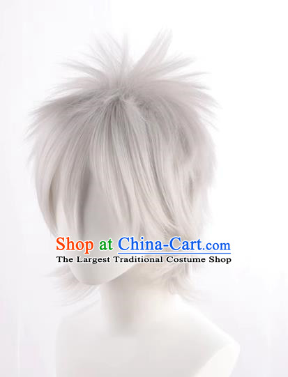 Silver Gray Hatake Kakashi Style Fluffy Men's Short Hair Cosplay Wig