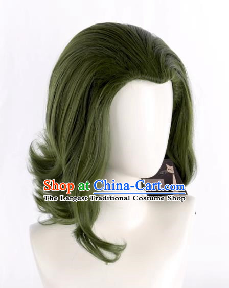 Movie Joker Mixed Green Short Curly Cosplay Wig