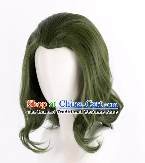 Movie Joker Mixed Green Short Curly Cosplay Wig