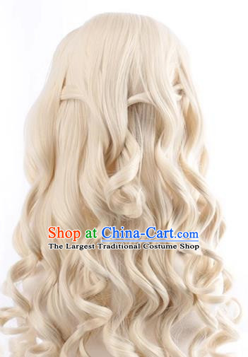 Queen Beige Middle Parted Long Curly Hair Cosplay Anime Wig