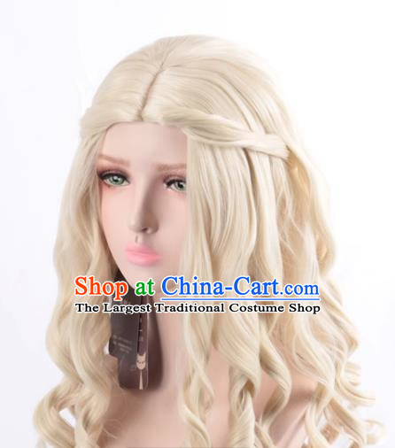 Queen Beige Middle Parted Long Curly Hair Cosplay Anime Wig