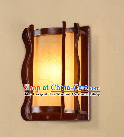 Handmade Hallway Lamp Chinese Wood Wall Lantern Top Imitation Sheepskin Lamp