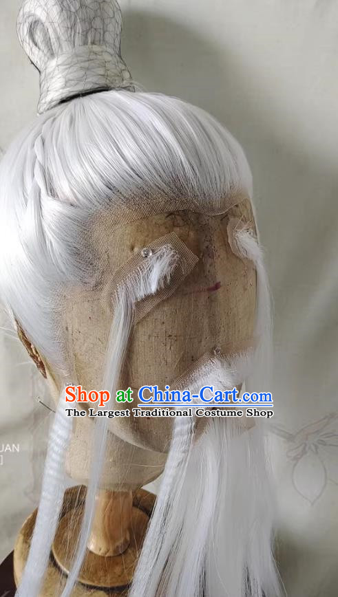 Wig Front Hand Hook Lace Pure White Beard Eyebrows Old Suit Bundle Hair Bun