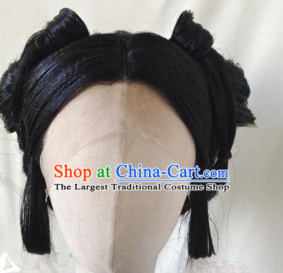 Women Wig With Front Hook Lace Mid Part Confucian Skirt And Hanfu Updo