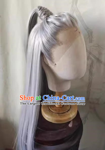 Ancient Costume Ying Yuan Agarwood Wig Such As Dandruff Hair Front Hand Hook Emperor Silver Gray