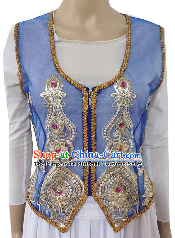 Sapphire China Xinjiang Dance Sari See-through Heavy Industry Inlaid Gemstone New Short Vest
