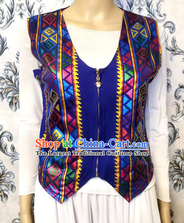 Sapphire blue Chinese Xinjiang dance ethnic style vest