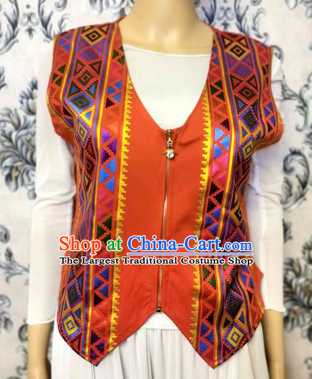 Red Chinese Xinjiang dance ethnic style vest