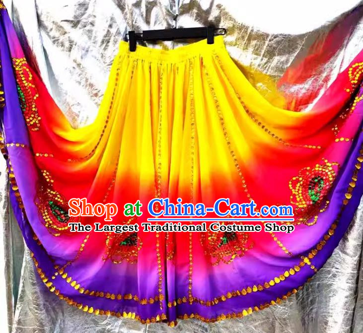 Gradient Chinese Xinjiang dance Uyghur Maixi Laipu stage square dance ethnic characteristics pure handmade sequins large swing skirt