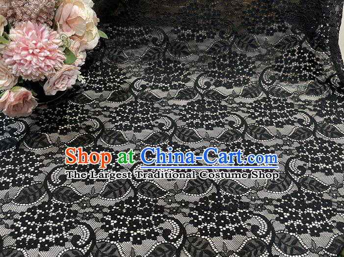 Top Dress Lace Fabric Hollowed Out Hydrangea Pattern Black Lace Material Costume Cloth