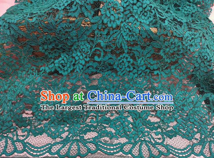 Top Dress Lace Fabric Hollowed Out Peony Pattern Green Lace Material Costume Cloth