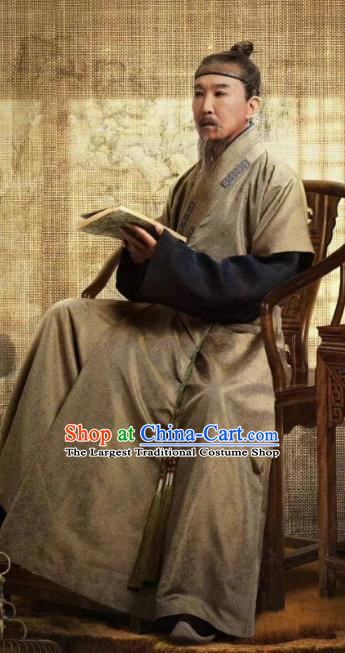 China Ancient Elder Lord Costumes Traditional Ming Dynasty Squire Clothing Under The Microscope Landowner Fan Yuan Clothing