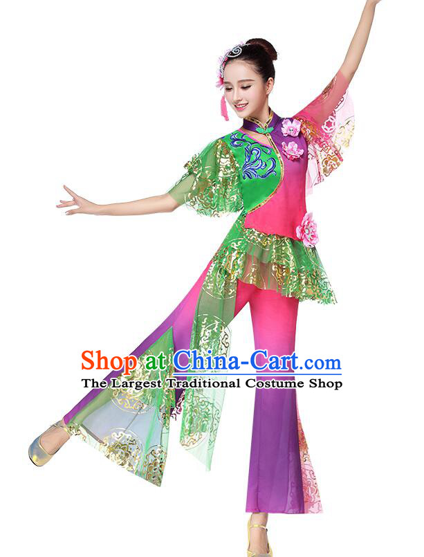 Chinese Folk Dance Garments Yangko Dance Clothing Women Fan Dance Outfit