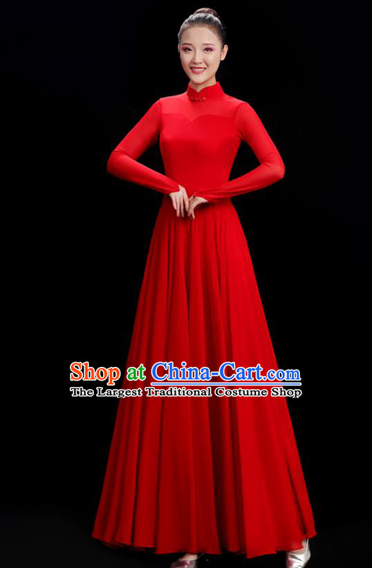 Chinese Classical Dance Costume Opening Dance Red Dress Women Group Chorus Clothing