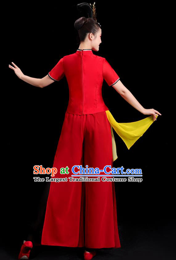 China Folk Dance Clothing Group Stage Show Red Uniform National Yangko Dance Costume