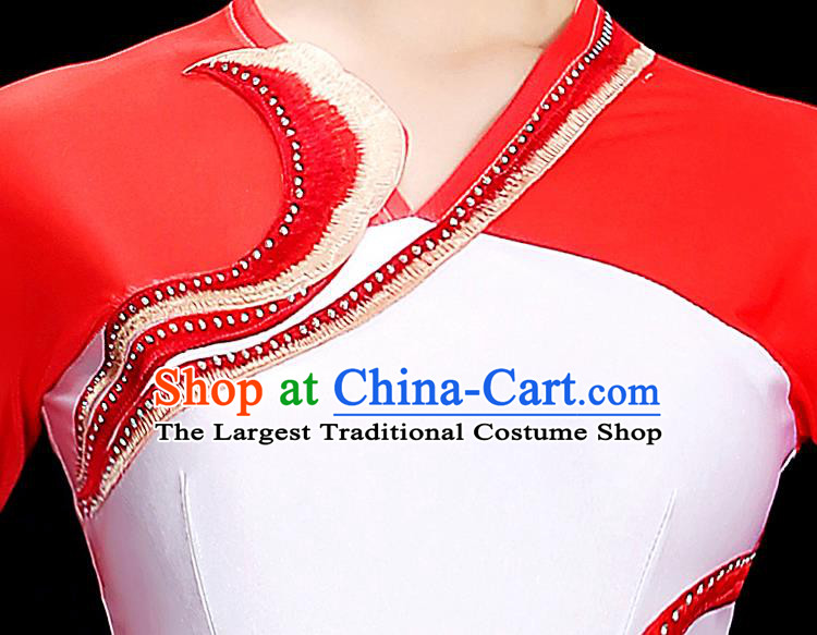 Chinese Yangko Dance Red Outfit Folk Dance Clothing Women Dancing Competition Fashion Fan Dance Show Costume