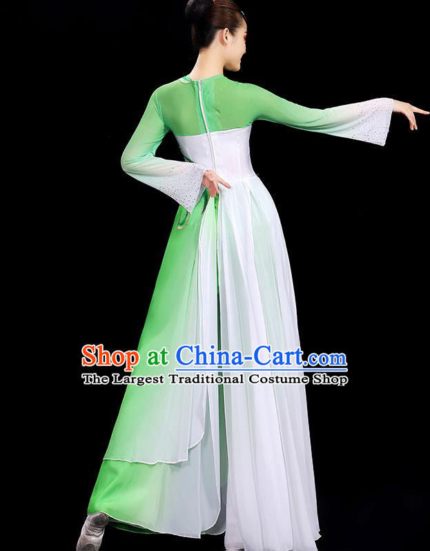 Chinese Folk Dance Clothing Women Dancing Competition Fashion Fan Dance Show Costume Yangko Dance Green Outfit