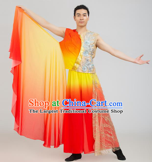 Top Drum Dance Costume Yangko Dance Fashion Modern Dance Red Outfit Male Group Dance Clothing