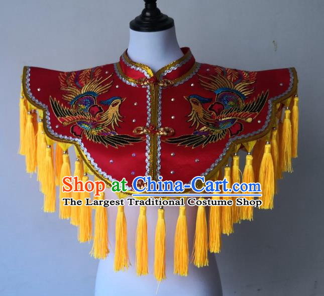 China Immortal Red Cappa Fiesta Parade Master Embroidered Costume Folk Dance God Clothing