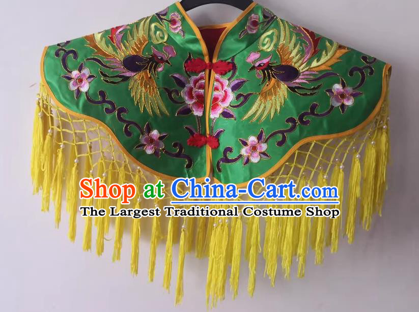 Chinese Folk Dance Embroidered Tippet Sacrifice God Dancing Clothing Witchcraft Performance Green Cappa
