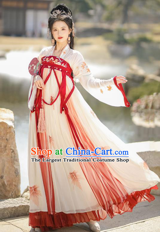 China Ancient Palace Lady Clothing Traditional Costumes Hanfu Ruqun Dresses Tang Dynasty Female Costumes