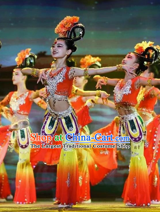 Dunhuang Flying Dance Costume Auspicious Heavenly Girl Colorful Buddha Light Children Performance Costume National Classical Dance Rebound Pipa Costume