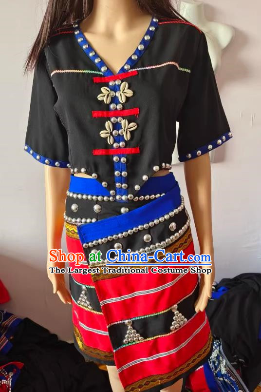 China Ethnic Wa Minority Costume 2 Piece National Festival Activity Costume National Dance Performance Costume