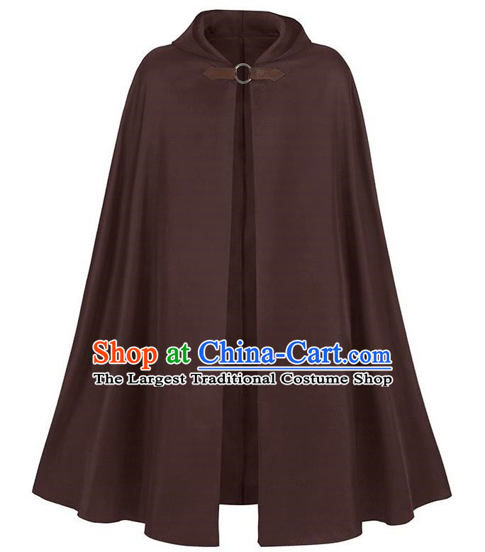 Retro Solid Color Hooded Cloak Halloween Adult Cosplay Ranger Medieval Traveler Cloak Loose Costume