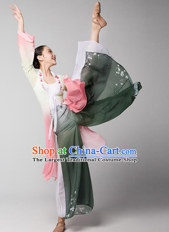 Classical Dance Chinese Dance Long Sleeved Trumpet Sleeve Dance Gauze Body Yoga Body Rhyme Practice Clothing Female