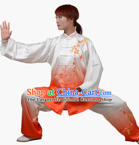 Tai Chi Clothes Winter Plum Herald Spring Embroidered Practice Clothes Spring And Summer Gradient Transitional Colors