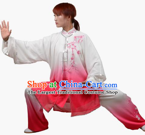 Three Piece Suit Of Tai Chi Clothing Hanmei Heralds Spring Embroidery Practice Clothing Spring And Summer Styles Gradient Transition Color Veil For Men And Women The Same Style