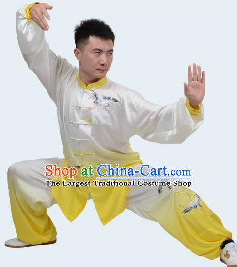Yellow Tai Chi Suit Yunhe Gradient Transition Color Three Piece Suit Draped Embroidery Practice Suit Men And Women Performance Suit