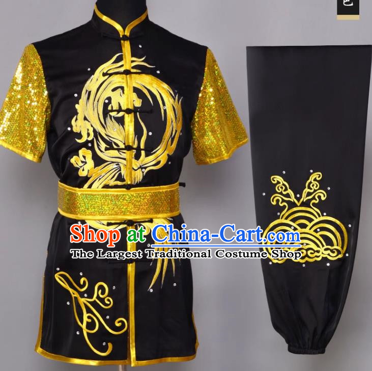 Martial Arts Performance Clothing Chinese Style Embroidery Short Sleeved Long Boxing Competition Performance Clothing Exercise Clothing Male