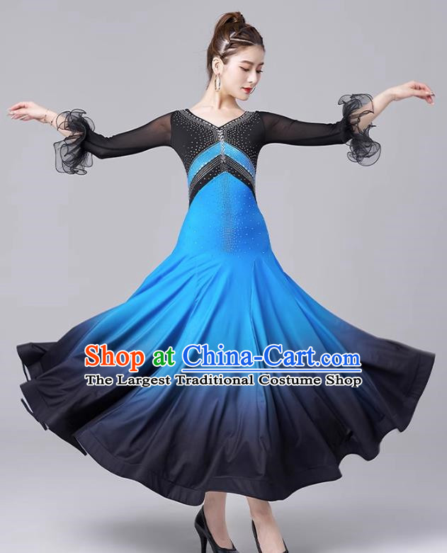 Modern Dance Skirt National Standard Dance Waltz Ballroom Dance Advanced Gradient Large Swing Skirt Practice Performance Clothing