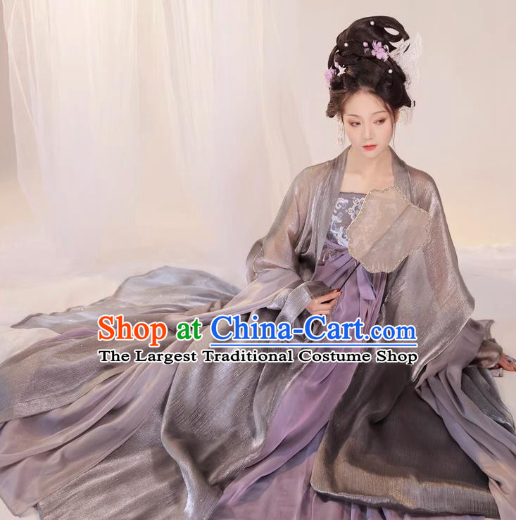 Chinese Tang Dynasty Empress Costumes Traditional Hanfu Woman Ruquan Ancient Goddess Purple Dresses