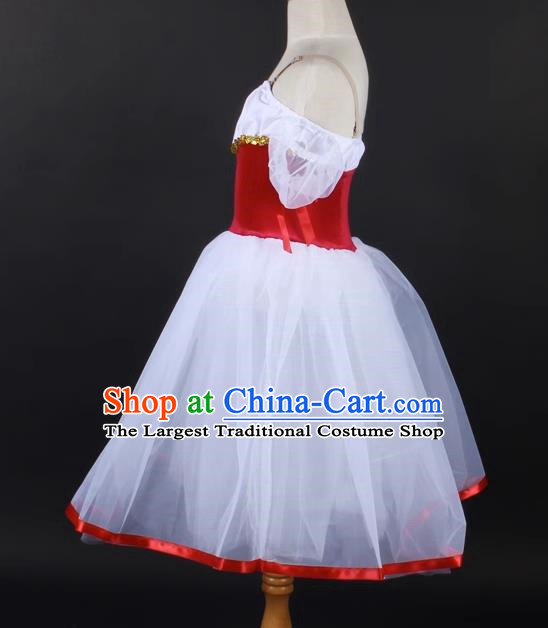 Children Long Ballet Dance Skirt One Shoulder Stage Princess Dress Costume Stage Costume