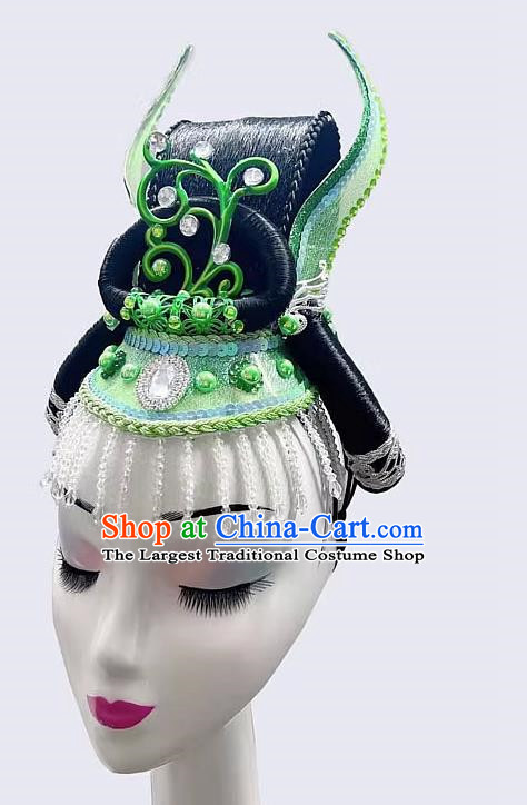 Chinese Classical Dance Headdress Costume Performance Flying Chang E Hair Bun Wig Stick Hair Crown Headdress Tang Dynasty Imperial Concubine Dunhuang
