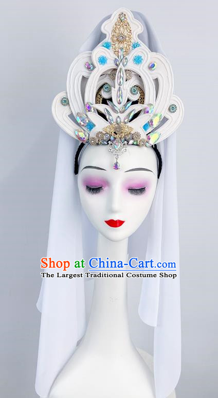 Chinese Classical Dance Headdress Ancient Costume Guanyin Bodhisattva Headdress Performance Film And Television Drama Guanyin Bodhisattva Costume Props Hair Bun