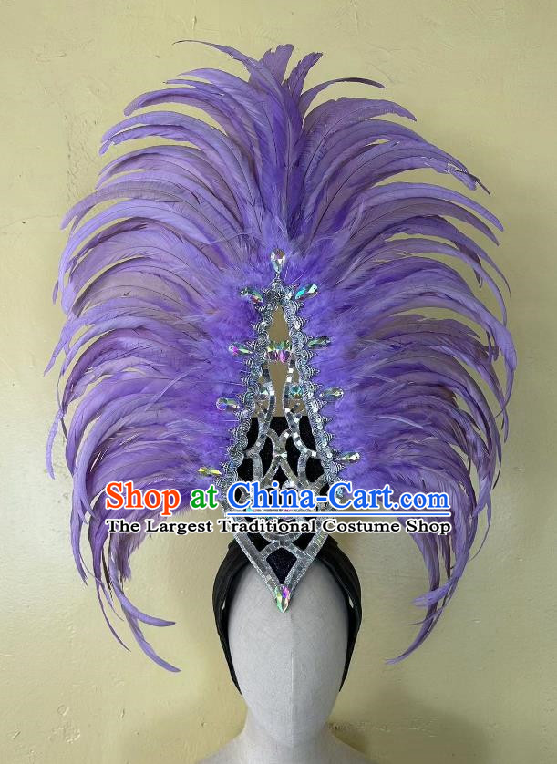 Violet Opening Dance Performance Feather Headdress Team Samba Mardi Gras Halloween