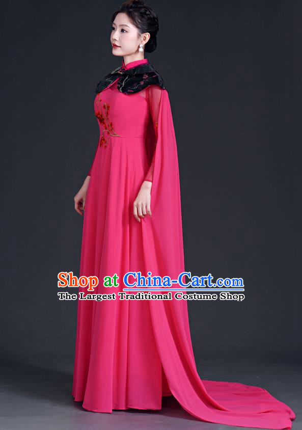 Chinese Wind Choir Performance Costume Long Skirt Chinese Wind Elegant Classical Folk Music Guzheng Playing Dress Cloak